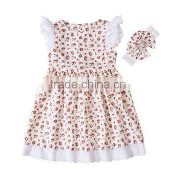 Wholesale Fashion Baby Girls Vintage Floral Dress Boutique Kids Flower Cotton Ruffle Summer Dresses Frocks Designs photo-6