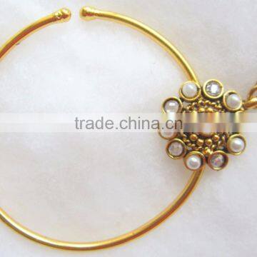 Big HOOP NATH Press NOSE RING GOLD PLATED photo-2
