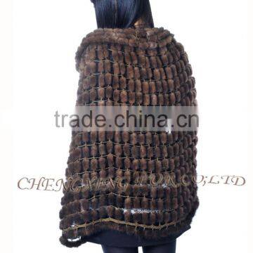CX-B-M-56 Wholesale Women Cape Mink Fur Fashion Poncho/ Fur Shawl photo-4