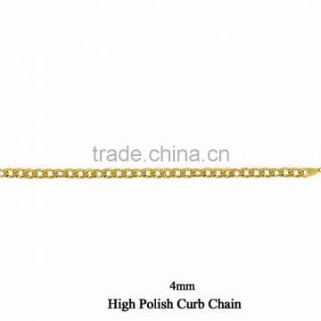 Gold Plated 4 MM High Polish Curb Chain