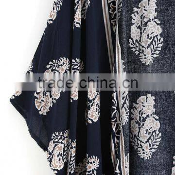 2017 Women Casual Navy Vintage Floral Loose Kimono With Asymmetrical Hem Ladies Summer Beachwear photo-4