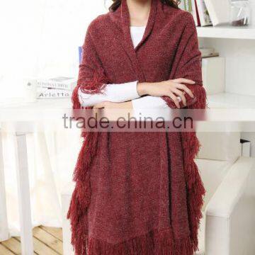 2016 new pattern fringed ladies crochet knit scarf