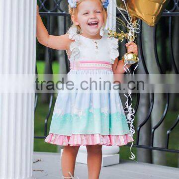 Baby Girls Unicorn Dress Infant Kids Cute Baby Boutique Wholesale photo-2