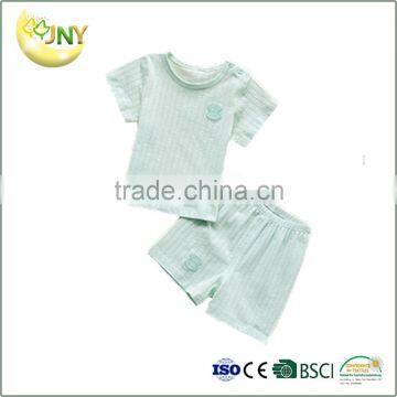 High quality sleeveless infant and toddler baby clothes plain green cotton baby romper set wholesale