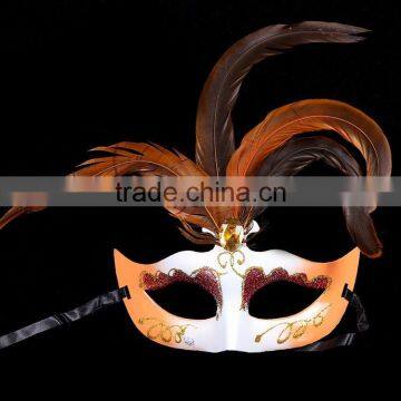 2016 wholesale orange funny makeup party adult feather carnival eye mask