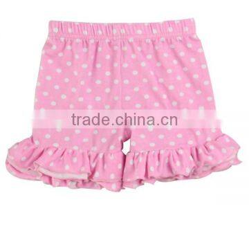 The New Arrival Unique Design Cotton Children Boutique Clothes Kids Ruffle Polka Dot Girls Shorts photo-3