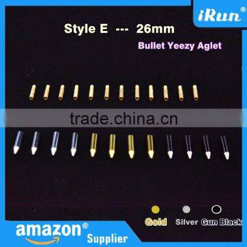 (MOQ:100pcs) High Quality Shoelace Gold/Silver/Gun Black Bullet Aglets - Lace Metal Bullet Aglet for Mids & Lows Trainers photo-3