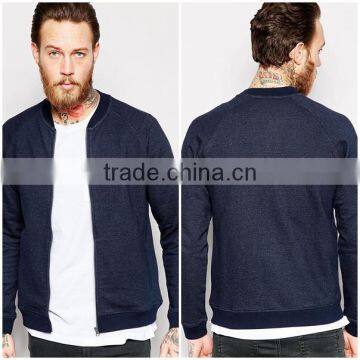 High quality ribbed collar zipper open bomber jacket polar fleece fabric for men