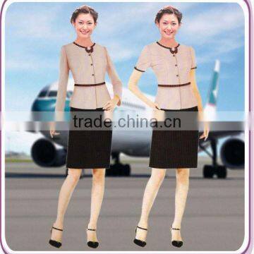 Elegant skirt suit flight attendant uniform, fashion skirt airline stewardess uniform,hot tailored polyester Stewardess uniform