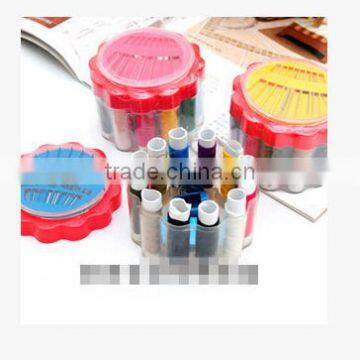 Cheap and convenient Sewing Kit Set in Round Plastic Box