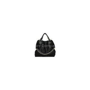 Diamond Texture Black Crossbody Leather Handbags With Chain Strap