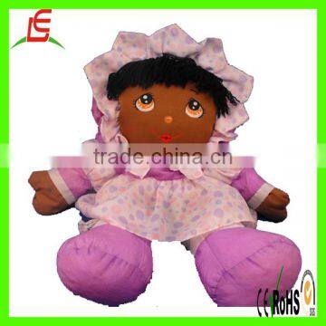 high quality 10inch customized plush black fashion doll wholesale