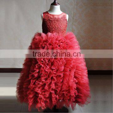 Hot Sale Kids Exquisite Lace Dress Embroidered Tops European Style for Party Wedding 5 Colors In Stock photo-5