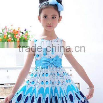 New 2014 sleeveless girl's dresses, casual summer princess dress girl bow, Children Clothing