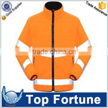 orange high visibility fleece jacket ,3m reflective safety jacket,reflective security fleece jacket