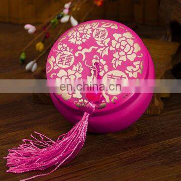 Just arrival high quality Drum-type candy tinplate box with tassel