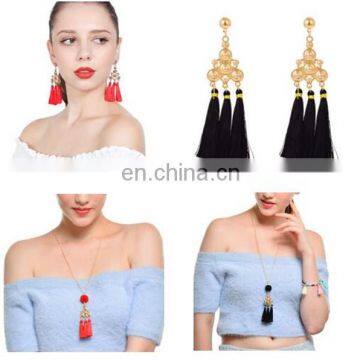 Fashion Jewelry Bohemian Earring Women Long Red Tassel Fringe Dangle Earring