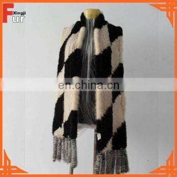 Knitted Mink Fur Shawl in dyed color