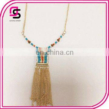 Summer hot sale national wind long tassels sweater necklace for ladies