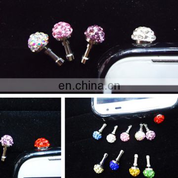 Wholesale diamond cell phone anti-dust ear cap plug for iphone MCD-0001