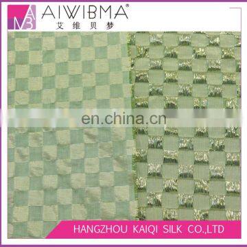 lurex/metallic crepe silk brocade fabric with checks pattern for high-end dresses and costumes