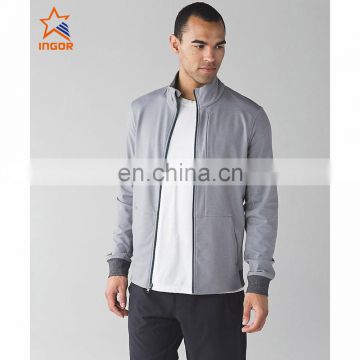 gray thin stand up collar organic cotton jacket men design