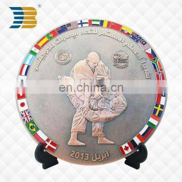 Zinc Alloy 3D Logos Soft Enamel Souvenir Copper Plating Metal Plate