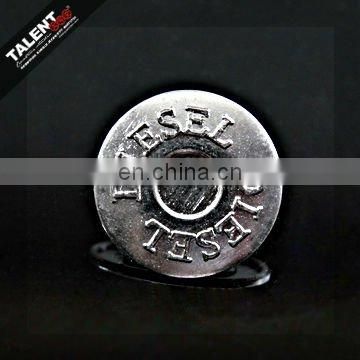 custom private design Antique Silver Metal Button for jeans garment