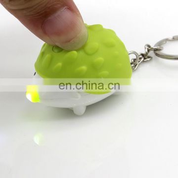 High quality cute carton hedgehog Promotional Gifts LED sound key chain