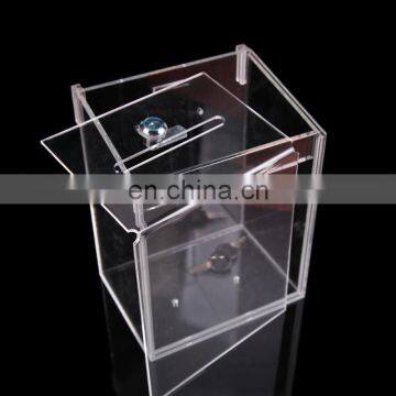 Clear Square plexiglass acrylic suggestion box, acrylic complaint box with Key and Lock