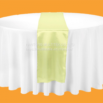 Polyester Wedding Tablecloth and Satin Table Runner in Colors