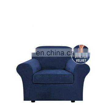 Luxury custom modern velvet  fabric for elastic corner single seat sofa cover