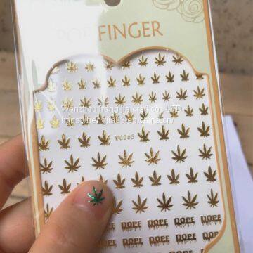 Nail Art 3D Decal Stickers Self Adhesive Weed Nail Sticker Pot Weed Leaf Designs Tool Manicure Decoration