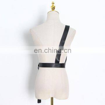 TWOTWINSTYLE Buckle Women's PU Waistcoat Waist Seal Adjustable Asymmetrical For Female Top Decorative Belt photo-5