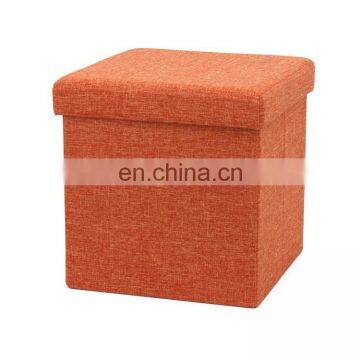 Reatai High Quality Cube Square Linen Fabric Foldable Ottoman Storage Box for House photo-3