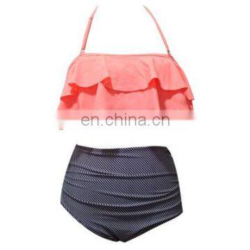 Sexy lady lotus leaf high waist bikini swimsuit bikini