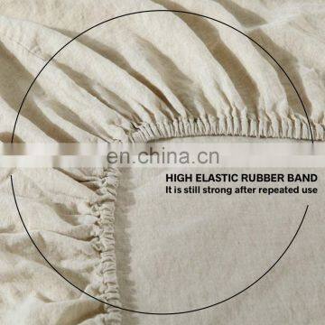 Fitted Sheet 35cm Deep Pocket-100% Pure Natural Linen Plain Mattress Protector Bed Sheet-(Linen,Super King 182x200cm) photo-3