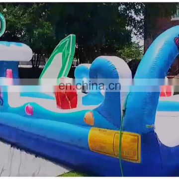 double lane inflatable backyard slip n slide with repair and pool toy