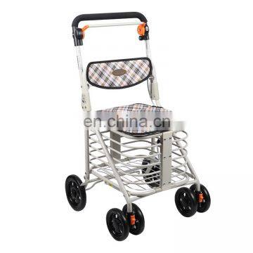 6 wheels adult supermarket heavy duty folding steel steel shopping trolley cart walker rollator