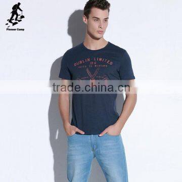Red and Navy Blue Round Collar Men Slim Fit Cotton Polyester t Shirts photo-3