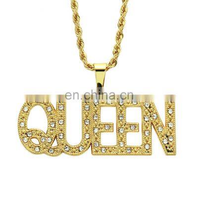 A-Z cuban Necklace jewelry Fashion Trend 26 English letter gold plated hiphop necklace initial diamond necklaces