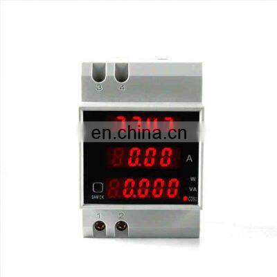 ELECALL D52-2048 DIN RAIL LED Volt AMP Meter Display Active Power Factor Energy AC 80-300V 0-100.0A Ammeter Voltmeter