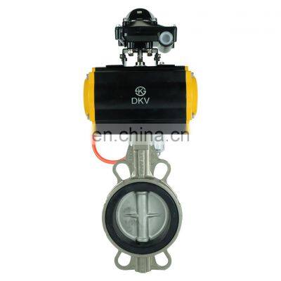 Air Control Wafer Type Butterfly Valve Double Acting ss304 pneumatic distribution valve Pneumatic Butterfly Valve