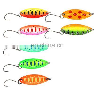 Ready to ship 3.4cm/3.5g single hook metal  Trout Spoon Fishing Lure minnow bait