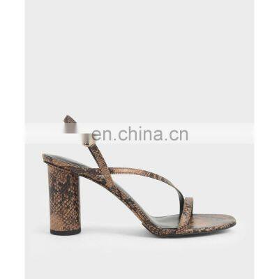 2021 women Elegant fancy and high heel fashionable design ladies snake print block heels footwear shoes made in China