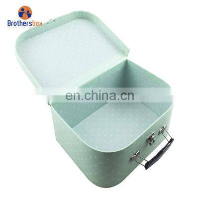 Custom printed corrugated suitcase baby shoe box paper storage boxes cardboard suitcase packaging gift box with handle