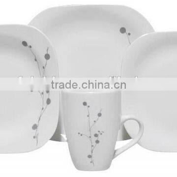 Unbreakable Square Shape Dinner Plate Set With Cheap Price Porcelain Square Shape Dinner Set With Decal photo-2