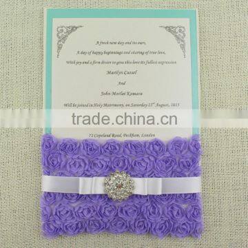 Unique Customized New Design Romantic Rose Theme 3D Lace Wedding Invitations Card