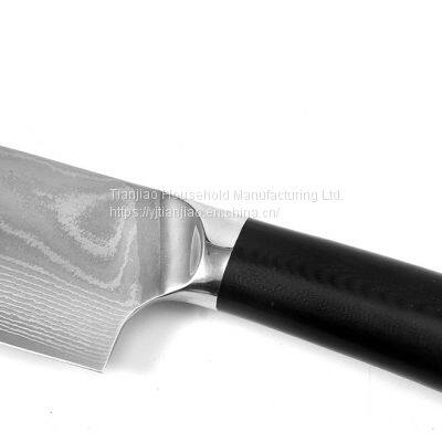 7 Inch VG10 Damascus Steel Santoku Knife With G10 Wood Handle Japanese Damascus Kitchen Chef Knives photo-3