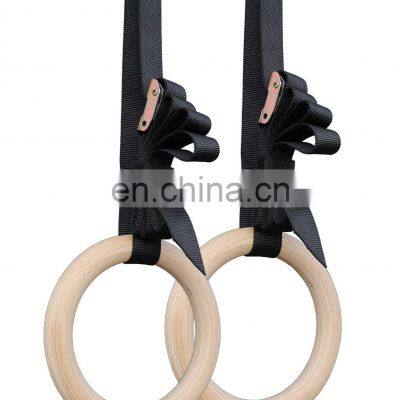 Wooden Gymnastic Rings with Straps Exercise Gym Rings Fitness Gymnastics Athletic Dip Rings
